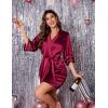 imageEkouaer Womens Satin Robe Silk Kimono Bathrobe Bridesmaid Wedding Bridal Party Robes 34 Bell Sleeve Sleepwear SXXLBurgundy