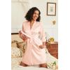 imageEkouaer Womens Satin Robes Silk Kimono Bathrobe 34 Sleeve Bridal Bridesmaids Robes Soft Silky Sleepwear SXXLFlesh Color