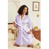 imageEkouaer Womens Satin Robes Silk Kimono Bathrobe 34 Sleeve Bridal Bridesmaids Robes Soft Silky Sleepwear SXXLLavender