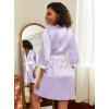 imageEkouaer Womens Satin Robes Silk Kimono Bathrobe 34 Sleeve Bridal Bridesmaids Robes Soft Silky Sleepwear SXXLLavender