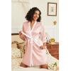 imageEkouaer Womens Satin Robes Silk Kimono Bathrobe 34 Sleeve Bridal Bridesmaids Robes Soft Silky Sleepwear SXXLPastel Pink