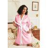 imageEkouaer Womens Satin Robes Silk Kimono Bathrobe 34 Sleeve Bridal Bridesmaids Robes Soft Silky Sleepwear SXXLPink