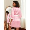 imageEkouaer Womens Satin Robes Silk Kimono Bathrobe 34 Sleeve Bridal Bridesmaids Robes Soft Silky Sleepwear SXXLPink