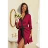 imageEkouaer Womens Satin Robes Silk Kimono Bathrobe 34 Sleeve Bridal Bridesmaids Robes Soft Silky Sleepwear SXXLWine Red