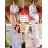 imageEkouaer Womens Silk Robes Feather Trim Bride Bridesmaid Kimono Satin Bathrobe Long Sexy Silky Sleepwear with 34 SleeveWhite