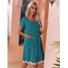 imageEkouaer Womens Zipper Front Housecoats Short Sleeve Bathrobes Lace Trim Nightgown with PocketsBlue Green