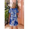 imageEkouaer Womens Zipper Front Housecoats Short Sleeve Bathrobes Lace Trim Nightgown with PocketsBlue White Tie Dye