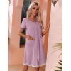 imageEkouaer Womens Zipper Front Housecoats Short Sleeve Bathrobes Lace Trim Nightgown with PocketsLavender