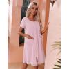 imageEkouaer Womens Zipper Front Housecoats Short Sleeve Bathrobes Lace Trim Nightgown with PocketsMisty Rose