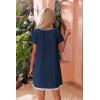 imageEkouaer Womens Zipper Front Housecoats Short Sleeve Bathrobes Lace Trim Nightgown with PocketsNavy Blue