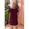 imageEkouaer Womens Zipper Front Housecoats Short Sleeve Bathrobes Lace Trim Nightgown with PocketsWine Red