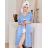 imageEkouaer Zipper Robes for Women Knee Length Bathrobe Lightweight Housecoat Short Sleeve Nightgown with Pockets S3XLLight Blue