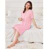 imageEkouaer Zipper Robes for Women Knee Length Bathrobe Lightweight Housecoat Short Sleeve Nightgown with Pockets S3XLPink
