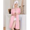 imageEkouaer Zipper Robes for Women Knee Length Bathrobe Lightweight Housecoat Short Sleeve Nightgown with Pockets S3XLPink