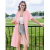 imageEkouaer Zipper Robes for Women Knee Length Bathrobe Lightweight Housecoat Short Sleeve Nightgown with Pockets S3XLPink