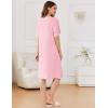 imageEkouaer Zipper Robes for Women Knee Length Bathrobe Lightweight Housecoat Short Sleeve Nightgown with Pockets S3XLPink