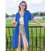 imageEkouaer Zipper Robes for Women Knee Length Bathrobe Lightweight Housecoat Short Sleeve Nightgown with Pockets S3XLRoyal Blue