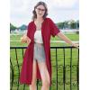 imageEkouaer Zipper Robes for Women Knee Length Bathrobe Lightweight Housecoat Short Sleeve Nightgown with Pockets S3XLWine Red With Black