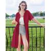 imageEkouaer Zipper Robes for Women Knee Length Bathrobe Lightweight Housecoat Short Sleeve Nightgown with Pockets S3XLWine Red With Pink