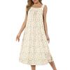 imageEkouaer Nightgowns for Women Long Sleeveless Night Gown Embroidery Sleepdress Ladies Nightdress Victorian NightyYellow Floral