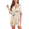 imageEkouaer Womens Satin Robe Silk Kimono Bathrobe Bridesmaid Wedding Bridal Party Robes 34 Bell Sleeve Sleepwear SXXLMulticolor Star