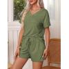 imageEkouaer Pajamas Set Womens Short Sleeve Loungewear 2 Piece PJ Shorts Sets Soft Sleepwear with Pockets SXXLArmy Green