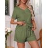 imageEkouaer Pajamas Set Womens Short Sleeve Loungewear 2 Piece PJ Shorts Sets Soft Sleepwear with Pockets SXXLArmy Green