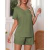 imageEkouaer Pajamas Set Womens Short Sleeve Loungewear 2 Piece PJ Shorts Sets Soft Sleepwear with Pockets SXXLArmy Green