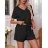 imageEkouaer Pajamas Set Womens Short Sleeve Loungewear 2 Piece PJ Shorts Sets Soft Sleepwear with Pockets SXXLBlack