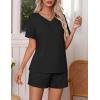 imageEkouaer Pajamas Set Womens Short Sleeve Loungewear 2 Piece PJ Shorts Sets Soft Sleepwear with Pockets SXXLBlack