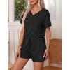 imageEkouaer Pajamas Set Womens Short Sleeve Loungewear 2 Piece PJ Shorts Sets Soft Sleepwear with Pockets SXXLBlack