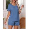 imageEkouaer Pajamas Set Womens Short Sleeve Loungewear 2 Piece PJ Shorts Sets Soft Sleepwear with Pockets SXXLBlue