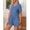 imageEkouaer Pajamas Set Womens Short Sleeve Loungewear 2 Piece PJ Shorts Sets Soft Sleepwear with Pockets SXXLBlue