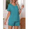 imageEkouaer Pajamas Set Womens Short Sleeve Loungewear 2 Piece PJ Shorts Sets Soft Sleepwear with Pockets SXXLBlue Green