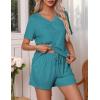 imageEkouaer Pajamas Set Womens Short Sleeve Loungewear 2 Piece PJ Shorts Sets Soft Sleepwear with Pockets SXXLBlue Green