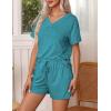 imageEkouaer Pajamas Set Womens Short Sleeve Loungewear 2 Piece PJ Shorts Sets Soft Sleepwear with Pockets SXXLBlue Green