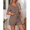 imageEkouaer Pajamas Set Womens Short Sleeve Loungewear 2 Piece PJ Shorts Sets Soft Sleepwear with Pockets SXXLBrown