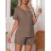 imageEkouaer Pajamas Set Womens Short Sleeve Loungewear 2 Piece PJ Shorts Sets Soft Sleepwear with Pockets SXXLBrown