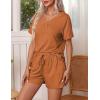 imageEkouaer Pajamas Set Womens Short Sleeve Loungewear 2 Piece PJ Shorts Sets Soft Sleepwear with Pockets SXXLClay