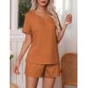 imageEkouaer Pajamas Set Womens Short Sleeve Loungewear 2 Piece PJ Shorts Sets Soft Sleepwear with Pockets SXXLClay
