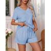 imageEkouaer Pajamas Set Womens Short Sleeve Loungewear 2 Piece PJ Shorts Sets Soft Sleepwear with Pockets SXXLClear Blue