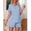imageEkouaer Pajamas Set Womens Short Sleeve Loungewear 2 Piece PJ Shorts Sets Soft Sleepwear with Pockets SXXLClear Blue