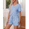 imageEkouaer Pajamas Set Womens Short Sleeve Loungewear 2 Piece PJ Shorts Sets Soft Sleepwear with Pockets SXXLClear Blue