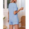 imageEkouaer Pajamas Set Womens Short Sleeve Loungewear 2 Piece PJ Shorts Sets Soft Sleepwear with Pockets SXXLClear Blue