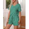 imageEkouaer Pajamas Set Womens Short Sleeve Loungewear 2 Piece PJ Shorts Sets Soft Sleepwear with Pockets SXXLGreen