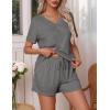 imageEkouaer Pajamas Set Womens Short Sleeve Loungewear 2 Piece PJ Shorts Sets Soft Sleepwear with Pockets SXXLGrey