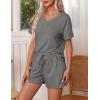 imageEkouaer Pajamas Set Womens Short Sleeve Loungewear 2 Piece PJ Shorts Sets Soft Sleepwear with Pockets SXXLGrey