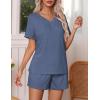 imageEkouaer Pajamas Set Womens Short Sleeve Loungewear 2 Piece PJ Shorts Sets Soft Sleepwear with Pockets SXXLNavy Blue