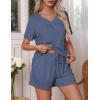 imageEkouaer Pajamas Set Womens Short Sleeve Loungewear 2 Piece PJ Shorts Sets Soft Sleepwear with Pockets SXXLNavy Blue