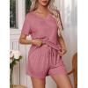 imageEkouaer Pajamas Set Womens Short Sleeve Loungewear 2 Piece PJ Shorts Sets Soft Sleepwear with Pockets SXXLPale Mauve